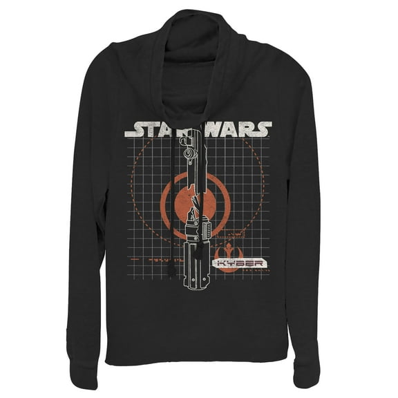 Junior's Star Wars: The Rise of Skywalker Kyber Crystal  Cowl Neck Sweatshirt Black X Small