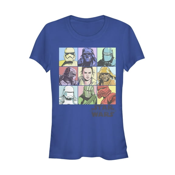 Junior's Star Wars: The Rise of Skywalker Pastel Character Bingo Graphic Tee Royal Blue Large