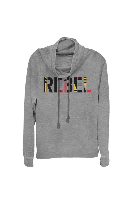 Junior's Star Wars: The Rise of Skywalker Rebel Text Cowl Neck Sweatshirt Gray Heather 3X Large