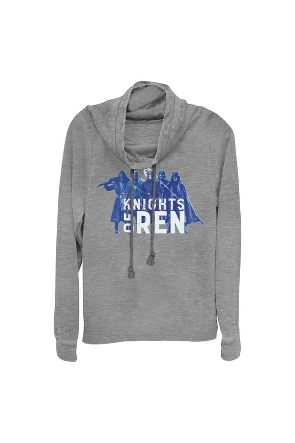 Junior's Star Wars: The Rise of Skywalker Ren Army Cowl Neck Sweatshirt Gray Heather 4X Large