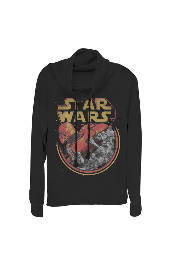 Junior's Star Wars: The Rise of Skywalker Retro Knights of Ren  Cowl Neck Sweatshirt Black X Small
