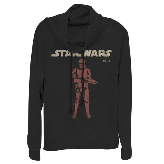 Junior's Star Wars: The Rise of Skywalker Retro Sith Trooper  Cowl Neck Sweatshirt Black 2X Large