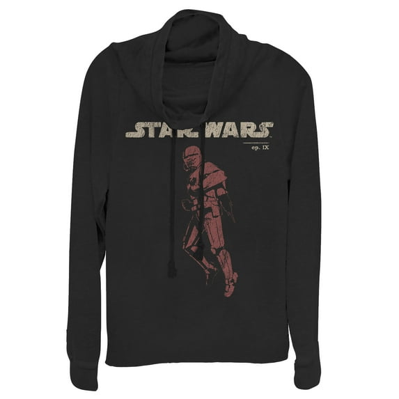 Junior's Star Wars: The Rise of Skywalker Retro Sith Trooper Flight Cowl Neck Sweatshirt Black 3X Large