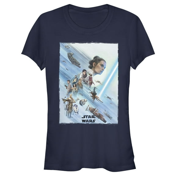 Junior's Star Wars: The Rise of Skywalker Rey Poster  Graphic Tee Navy Blue Large
