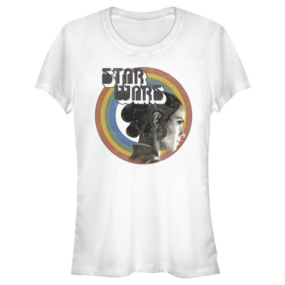 Junior's Star Wars: The Rise of Skywalker Rey Vintage Rainbow Graphic Tee White Medium