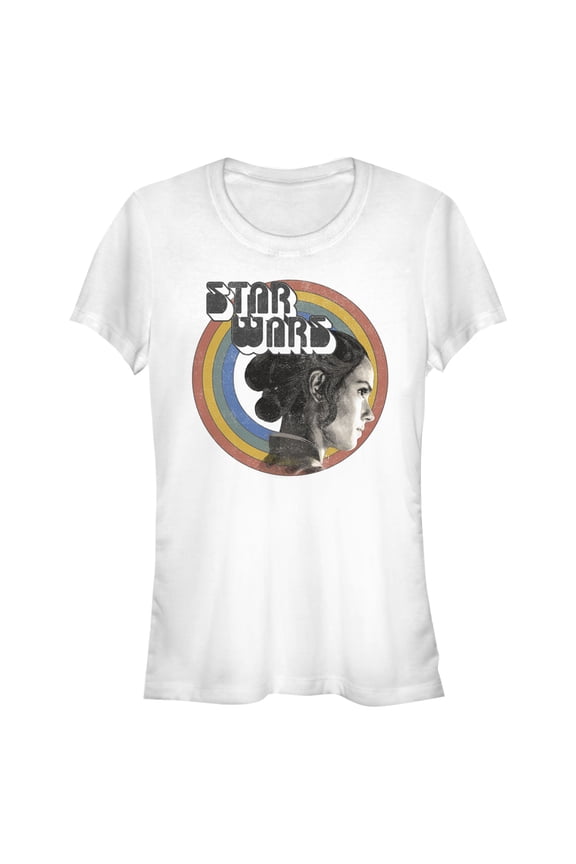 Junior's Star Wars: The Rise of Skywalker Rey Vintage Rainbow  Graphic Tee White X Large