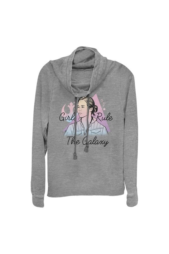 Junior's Star Wars: The Rise of Skywalker Rose Girls Rule Cowl Neck Sweatshirt Gray Heather 3X Large