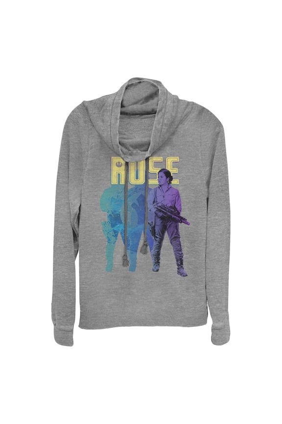 Junior's Star Wars: The Rise of Skywalker Rose Silhouette Cowl Neck Sweatshirt Gray Heather Small