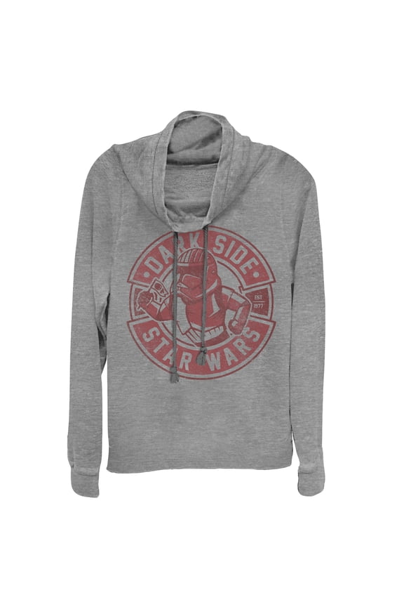 Junior's Star Wars: The Rise of Skywalker Sith Trooper Cartoon Cowl Neck Sweatshirt Gray Heather X Large