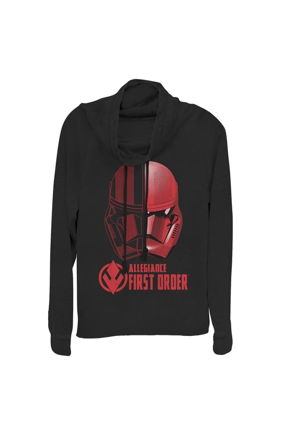 Junior's Star Wars: The Rise of Skywalker Sith Trooper Dual Helmet  Cowl Neck Sweatshirt Black 4X Large