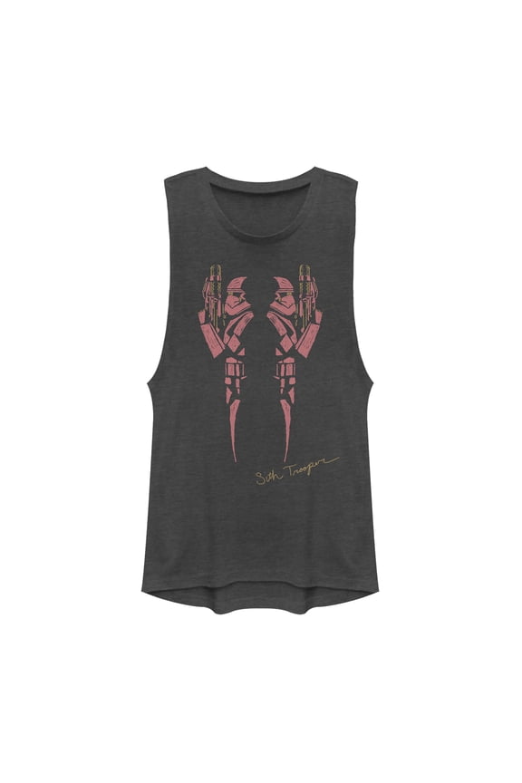 Junior's Star Wars: The Rise of Skywalker Sith Trooper Inkblot Festival Muscle Graphic Tee Charcoal Large