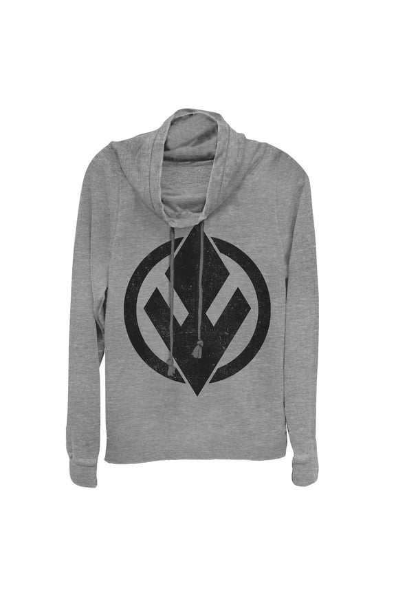 Junior's Star Wars: The Rise of Skywalker Sith Trooper Logo Cowl Neck Sweatshirt Gray Heather Large