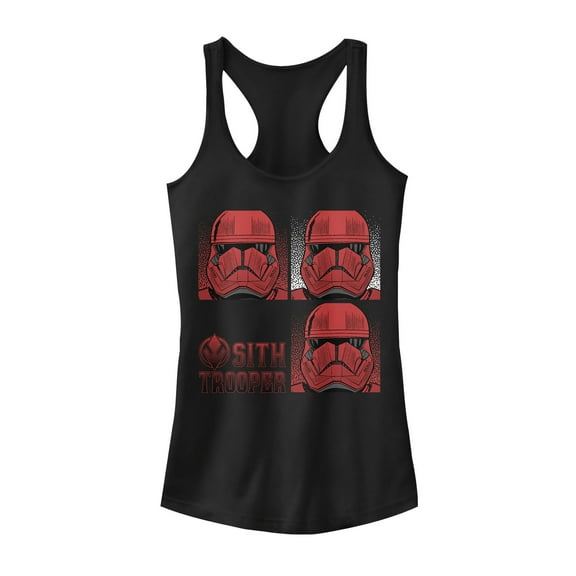 Junior's Star Wars: The Rise of Skywalker Sith Trooper Panels  Racerback Tank Top Black Large