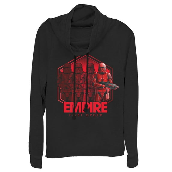 Junior's Star Wars: The Rise of Skywalker Sith Trooper Reflection Cowl Neck Sweatshirt Black X Small