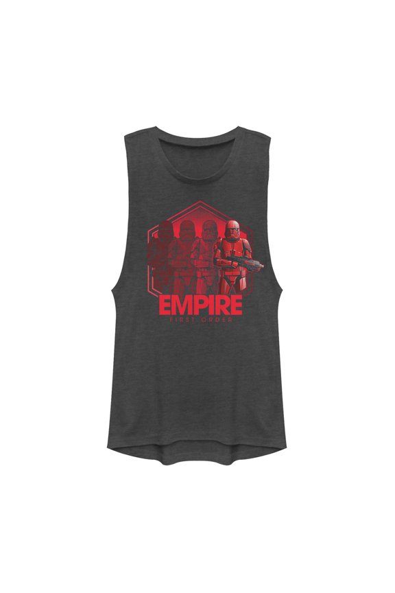 Junior's Star Wars: The Rise of Skywalker Sith Trooper Reflection  Festival Muscle Graphic Tee Charcoal Large
