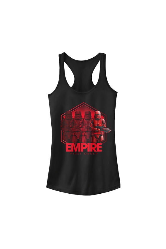 Junior's Star Wars: The Rise of Skywalker Sith Trooper Reflection Racerback Tank Top Black Small