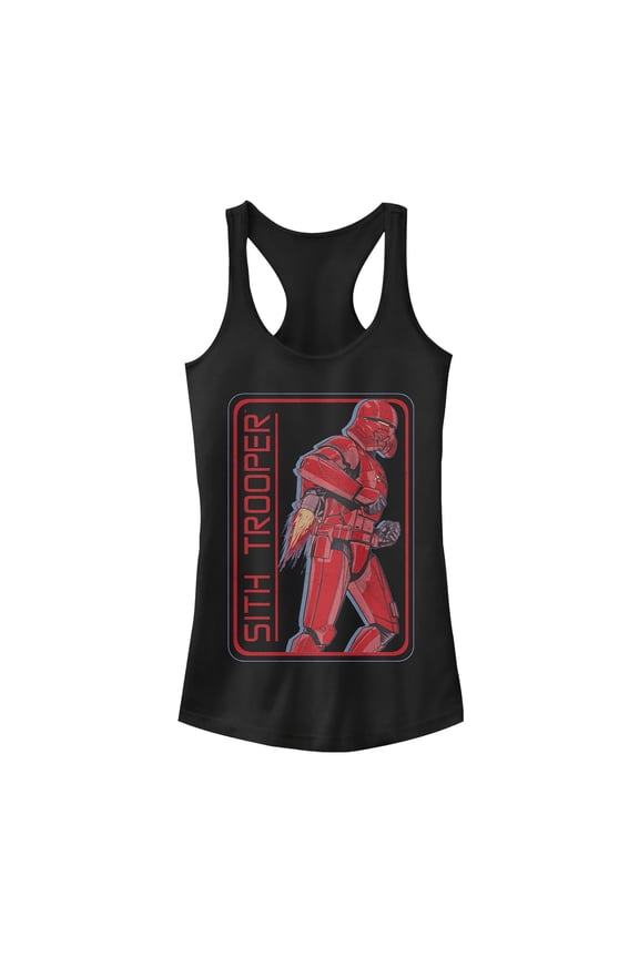 Junior's Star Wars: The Rise of Skywalker Sith Trooper Rocket  Racerback Tank Top Black Medium