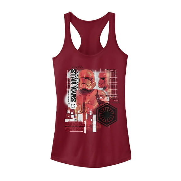 Junior's Star Wars: The Rise of Skywalker Sith Trooper Schematic Villain  Racerback Tank Top Scarlet X Small