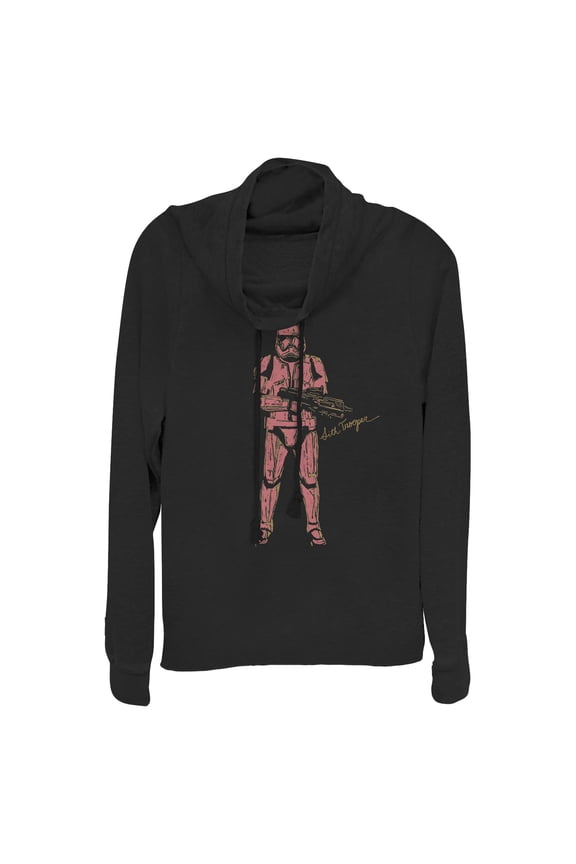 Junior's Star Wars: The Rise of Skywalker Sith Trooper Villain Cowl Neck Sweatshirt Black Small