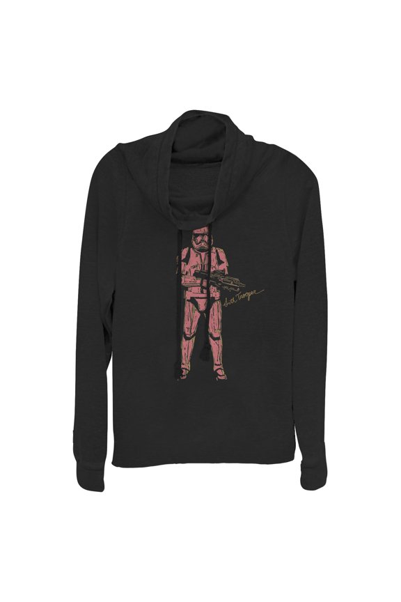 Junior's Star Wars: The Rise of Skywalker Sith Trooper Villain  Cowl Neck Sweatshirt Black X Large