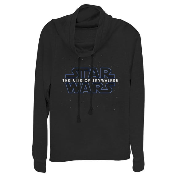 Junior's Star Wars: The Rise of Skywalker Starry Logo  Cowl Neck Sweatshirt Black X Small