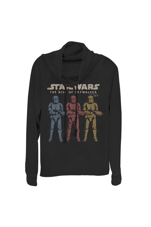 Junior's Star Wars: The Rise of Skywalker Stormtrooper Reflection Cowl Neck Sweatshirt Black Medium