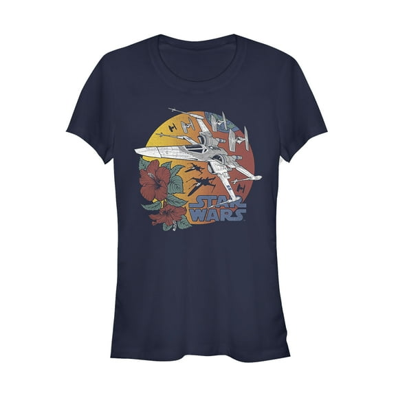 Junior's Star Wars: The Rise of Skywalker Tropical X-Wing  Graphic Tee Navy Blue 2X Large