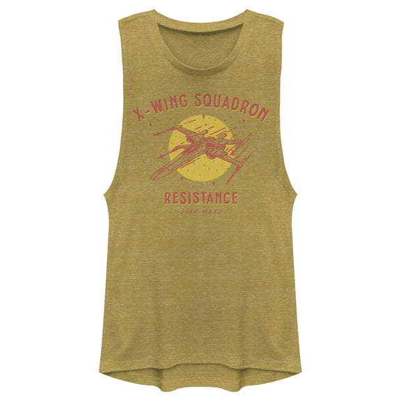 Junior's Star Wars: The Rise of Skywalker X-Wing Squadron  Festival Muscle Graphic Tee Gold Heather 2X Large