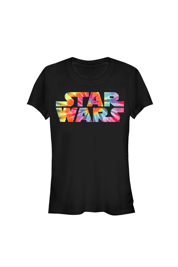 Junior's Star Wars Tie-Dye Logo Graphic Tee Black Medium
