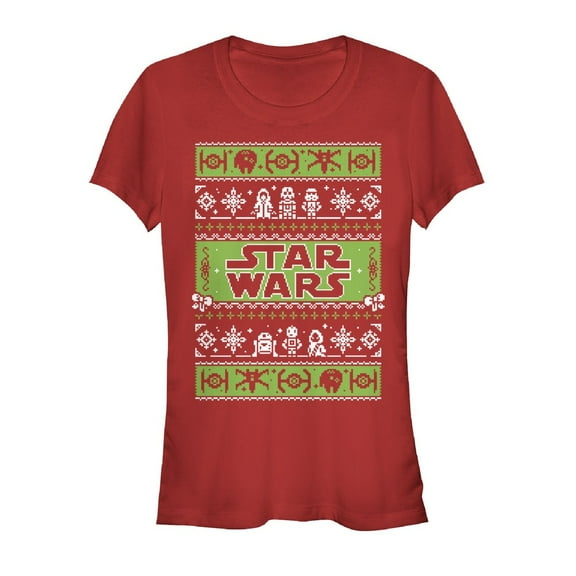 Junior's Star Wars Ugly Christmas Come to the Merry Side  Graphic Tee Red 2X Large