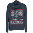 thumbnail image 1 of Junior's Star Wars Ugly Christmas Lack Of Cheer Disturbing Cowl Neck Sweatshirt Navy Blue X Large, 1 of 3