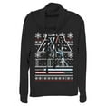 thumbnail image 1 of Junior's Star Wars Ugly Christmas Light Saber Battle Cowl Neck Sweatshirt Black 2X Large, 1 of 3