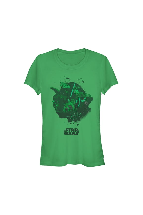 Junior's Star Wars Unifying Yoda Collage Graphic Tee Kelly Green Small
