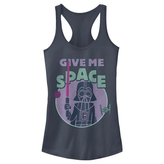 Junior's Star Wars Vader Give Space  Racerback Tank Top Indigo Small
