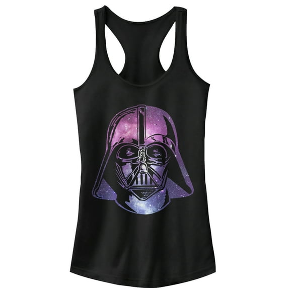 Junior's Star Wars Vader Space Helmet  Racerback Tank Top Black Large