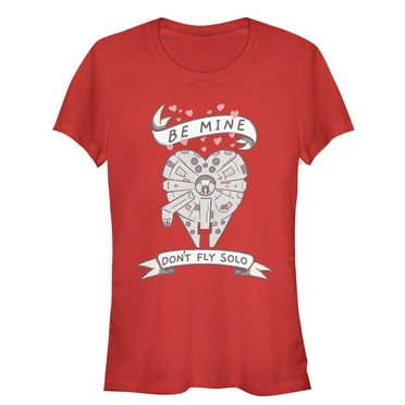 Junior's Star Wars Valentine Don't Fly Solo  Graphic Tee Red X Large