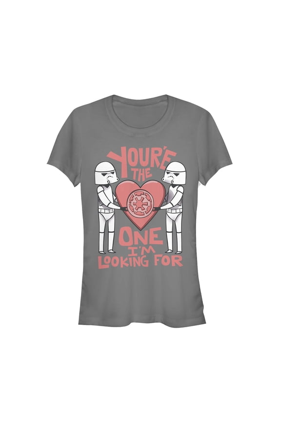 Junior's Star Wars Valentine Looking For Stormtrooper Graphic Tee Charcoal Small