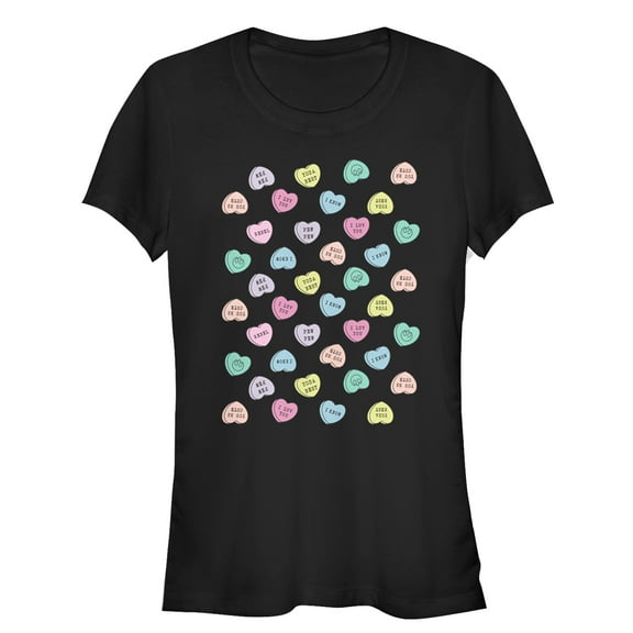 Junior's Star Wars Valentine's Day Candy Heart Quotes  Graphic Tee Black Medium