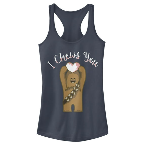 Junior's Star Wars Valentine's Day Chewie Cute Heart Racerback Tank Top Indigo Large