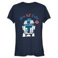 thumbnail image 1 of Junior's Star Wars Valentine's Day R2-D2 Too Cute Graphic Tee Navy Blue Large, 1 of 2