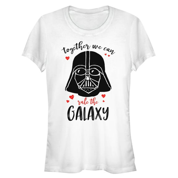 Junior's Star Wars Valentine's Day Vader Together Rule Galaxy  Graphic Tee White Large
