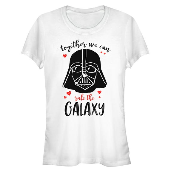 Junior's Star Wars Valentine's Day Vader Together Rule Galaxy Graphic Tee White Small