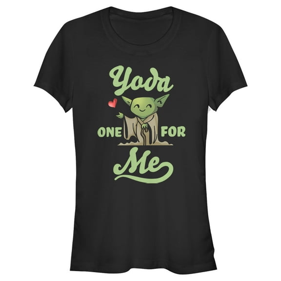 Junior's Star Wars Valentine's Day Yoda One for Me Black  Graphic Tee Black 2X Large