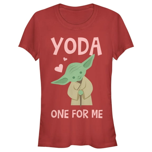 Junior's Star Wars Valentine's Day Yoda One for Me Simple Graphic Tee Red 2X Large