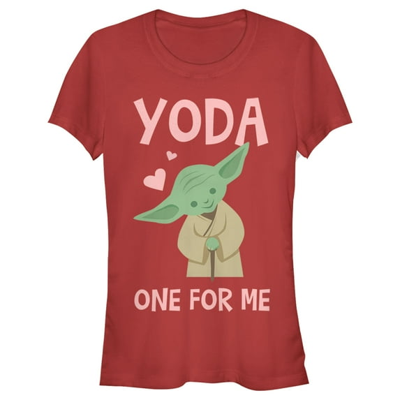 Junior's Star Wars Valentine's Day Yoda One for Me Simple Graphic Tee Red Medium