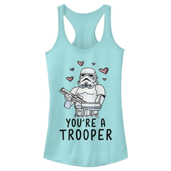 Junior's Star Wars Valentine's Day You're A Trooper  Racerback Tank Top Cancun Small