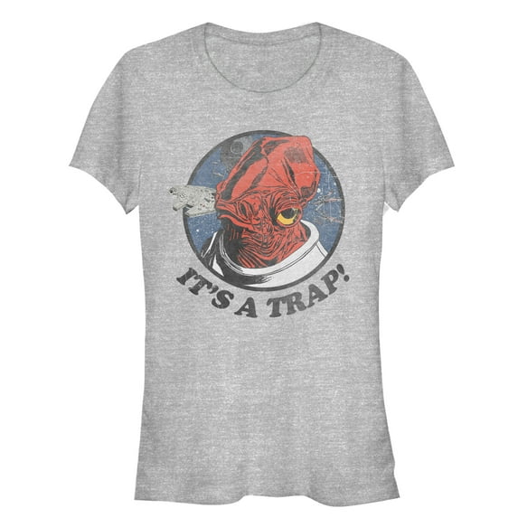 Junior's Star Wars Vintage Admiral Ackbar Circle Graphic Tee Athletic Heather Large