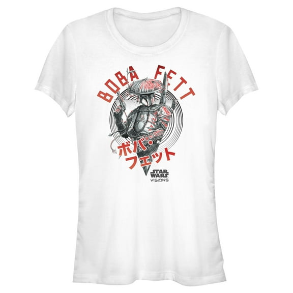 Junior's Star Wars: Visions Boba Fett Samurai Graphic Tee White Large