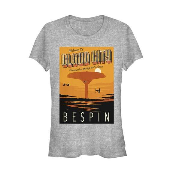 Junior's Star Wars Welcome to Cloud City Travel Poster  Graphic Tee Athletic Heather 2X Large