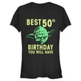 thumbnail image 1 of Junior's Star Wars Yoda Best 50th Birthday You Will Have Stencil Graphic Tee Black X Large, 1 of 2